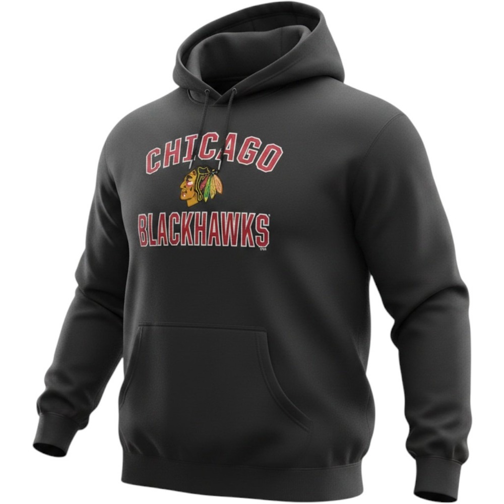 NWT Chicago Blackhawks Victory Arch Hoodie 3XL Black Fanatics NHL Pullover